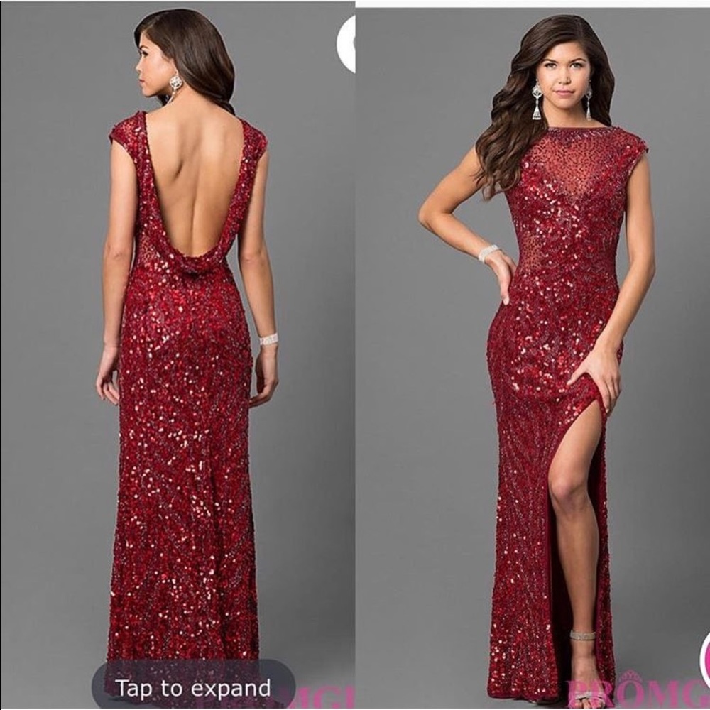 Sparkly Red Dress w. Scoop Back